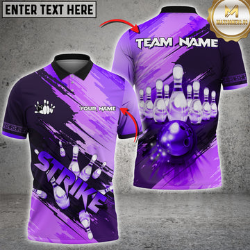 Maxcorners Strike Bowling Jersey Multicolor Customized Name, Team Name 3D Polo Shirt