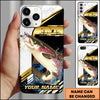 Maxcorners Salmon Fishing Hook Graphic & Jumping Fish Art Personalized Name Phone Case