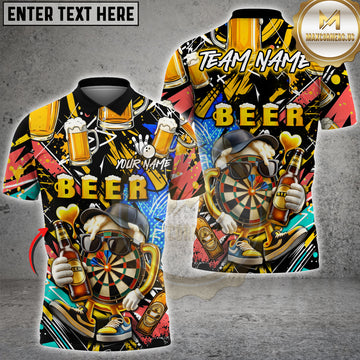 Maxcorners Darts Beer Lover Dartboard Mascot Funny Bowling Team Personalized Name 3D Shirt