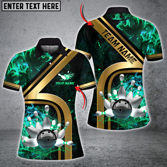 Maxcorners Bowling Ball & Pins Water And Flame Multicolor Option Customized Name 3D Shirt For Women (6 Colors)