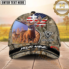 Maxcorners Patriotic Buck Camo Hunting Cap Multicolor Pattern Personalized 3D Cap