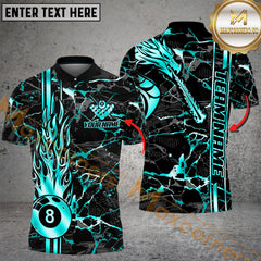 Maxcorners Billiard 8-Ball Flame Golden Multicolor Personalized Name, Team Name 3D Shirt