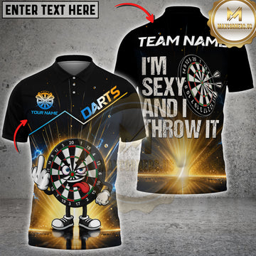 Maxcorners Darts Cartoon Dartboard Middle Finger And I’m Sexy And I Throw It Personalized Name 3D Unisex Shirt