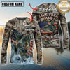 Maxcorners Patriotic Fishing Camo Personalized Name, Team Name 3D Long Sleeve Shirt (Large Mouth Bass, Walleye, Trout, Crappie, Catfish, Pike