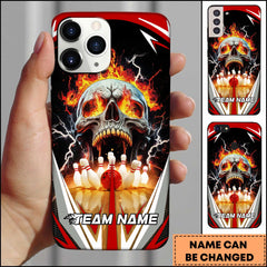 Maxcorners Bowling Flaming Skull Strike Alley Team Name Personalized Name 3D Phone Case
