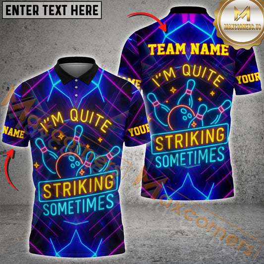 Maxcorners Bowling Striking Sometimes – Neon Lights Personalized Name 3D Shirt For Women