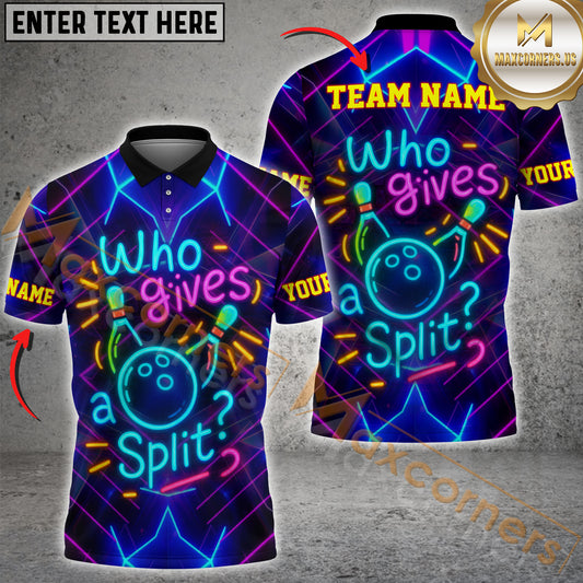 Maxcorners Bowling Who Gives a Split? – Funny Neon Personalized Name 3D Unisex Shirt