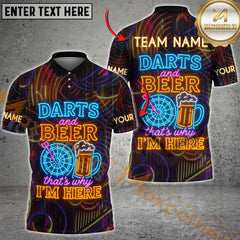 Maxcorners Darts & Beer Target & Beer Glass Neon Style Personalized Name 3D Unisex Shirt