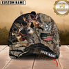 Maxcorners Personalized American Flag Forest Camo Deer Hunting 3D Cap, Perfect Gift for Hunter