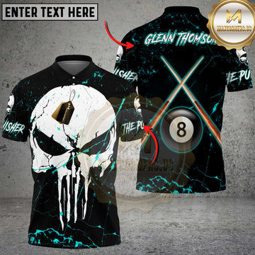 Maxcorners Darts Triple Arrow Punisher Skull Personalized Name, Team Name Shirt For Glenn