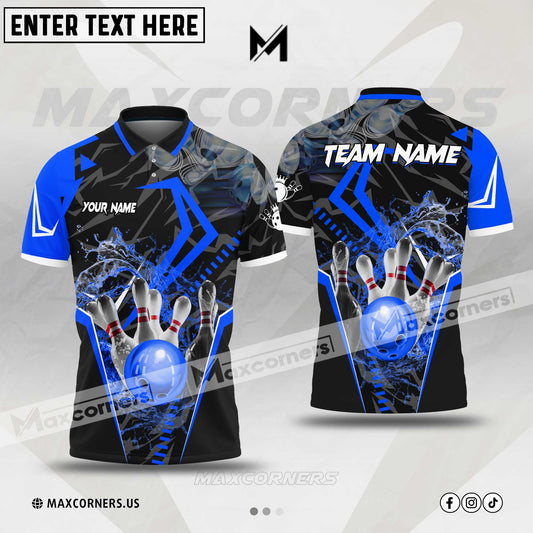 Maxcorners Bowling Ball & Pins Water Sport Jersey Multicolor Customized Name 3D Polo Shirt (6 Colors)