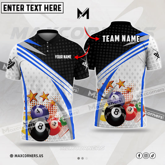 Maxcorners Billiards Ball Sport Jersey Multicolor Options Personalized Name, Team Name 3D Shirt (4 Colors)