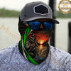 Maxcorners Fishing Skull Angler Green Wave 3D Neck Gaiter (9 Fish Species)