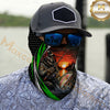 Maxcorners Fishing Skull Angler Green Wave 3D Neck Gaiter (9 Fish Species)
