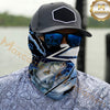 Maxcorners Fishing Splash Blue Water Hook Pattern 3D Neck Gaiter (12 Fish Species)