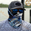 Maxcorners Fishing Splash Blue Water Hook Pattern 3D Neck Gaiter (12 Fish Species)
