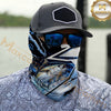 Maxcorners Fishing Splash Blue Water Hook Pattern 3D Neck Gaiter (12 Fish Species)