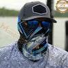 Maxcorners Fishing Electric Blue Arrow Pattern Splash 3D Neck Gaiter (12 Fish Species)