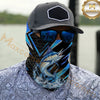 Maxcorners Fishing Electric Blue Arrow Pattern Splash 3D Neck Gaiter (12 Fish Species)