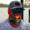 Maxcorners Fishing Skull Angler Red Wave 3D Neck Gaiter (10 Fish Species)