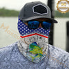 Maxcorners Fishing American Anchor Compass Lighthouse Graphic 3D Neck Gaiter (12 Fish Species)