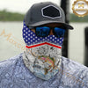 Maxcorners Fishing American Anchor Compass Lighthouse Graphic 3D Neck Gaiter (12 Fish Species)