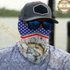Maxcorners Fishing American Anchor Compass Lighthouse Graphic 3D Neck Gaiter (12 Fish Species)