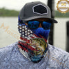 Maxcorners Fishing Patriotic American Flag Camo 3D Neck Gaiter (12 Fish Species)