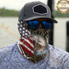 Maxcorners Fishing American Flag Scratch Grass Camo 3D Neck Gaiter (12 Fish Species)