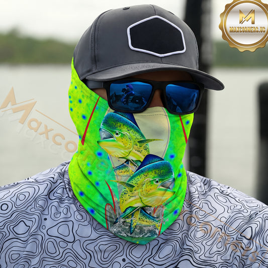 Maxcorners Fishing Mahi-mahi Green Splash 3D Neck Gaiter