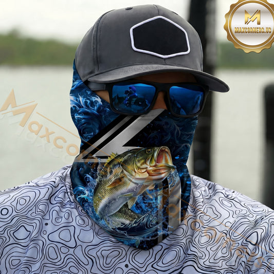 Maxcorners Fishing Ocean Wave Power 3D Neck Gaiter (12 Fish Species)
