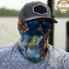 Maxcorners Fishing Blue Sunset Ocean Camo 3D Neck Gaiter (12 Fish Species)