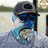 Maxcorners Fishing Jumping Water Splash Blue Pattern 3D Neck Gaiter (12 Fish Species)