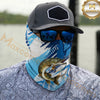 Maxcorners Fishing Jumping Water Splash Blue Pattern 3D Neck Gaiter (12 Fish Species)