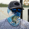 Maxcorners Fishing Jumping Water Splash Blue Pattern 3D Neck Gaiter (12 Fish Species)