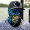 Maxcorners Fishing Graphic Dark Water Camouflage 3D Neck Gaiter (12 Fish Species)