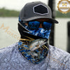 Maxcorners Fishing Flame Dark Blue Luxury Pattern 3D Neck Gaiter (12 Fish Species)