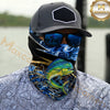 Maxcorners Fishing Flame Dark Blue Luxury Pattern 3D Neck Gaiter (12 Fish Species)