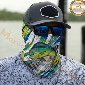 Maxcorners Fishing Mahi-mahi Green Scales 3D Neck Gaiter