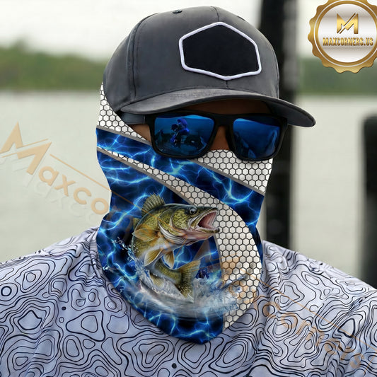Maxcorners Fishing Honeycomb Electric Water Splash 3D Neck Gaiter (12 Fish Species)