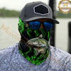 Maxcorners Fishing Neon Green Flame Black Background Art 3D Neck Gaiter (12 Fish Species)
