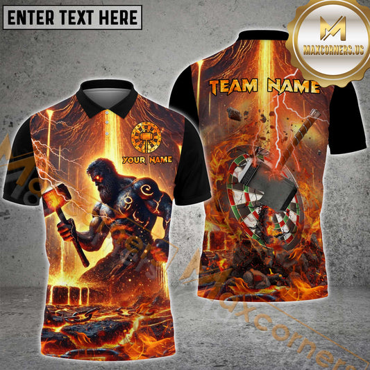 Maxcorners Darts Fantasy Warrior Multicolor Option Customized Name, Team Name 3D Polo Shirt (6 Colors)