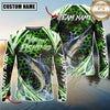 Maxcorners Fishing Green Hexagon Splash Sun Protection Personalized Name, Team Name Long Sleeve Shirt