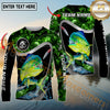 Maxcorners Fishing Green Smoke Splash Sun Protection Personalized Name, Team Name Long Sleeve Shirt