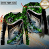 Maxcorners Fishing Green Smoke Splash Sun Protection Personalized Name, Team Name Long Sleeve Shirt