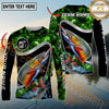 Maxcorners Fishing Green Smoke Splash Sun Protection Personalized Name, Team Name Long Sleeve Shirt
