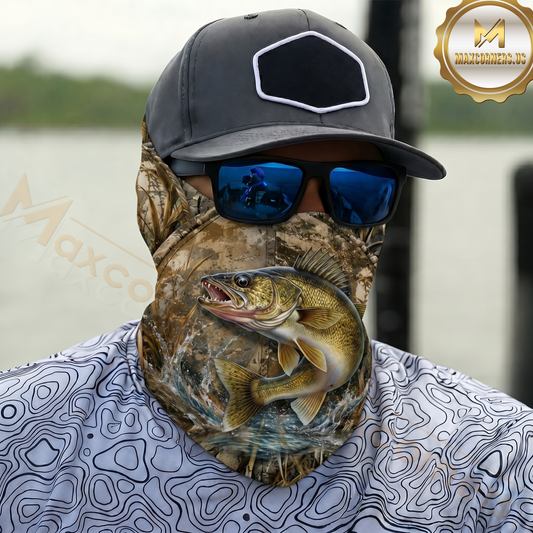 Maxcorners Fishing Camouflage Dynamic Water Splash 3D Neck Gaiter (13 Fish Species)