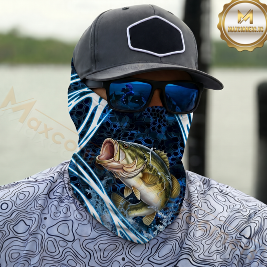 Maxcorners Fishing Dynamic Splash Art 3D Neck Gaiter (13 Fish Species)