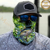 Maxcorners Fishing Neon Green Honeycomb Water Splash 3D Neck Gaiter (13 Fish Species)