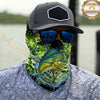 Maxcorners Fishing Neon Green Honeycomb Water Splash 3D Neck Gaiter (13 Fish Species)